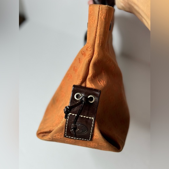 Dooney & Bourke Tassel Signature Monogram Tote Satchel Bag Orange - Picture 5 of 14